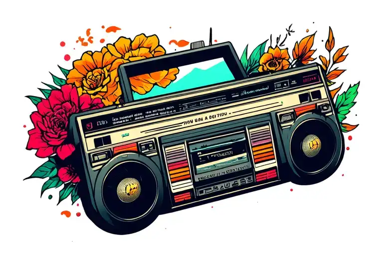 BORN FROM A BOOMBOX tattoo design idea