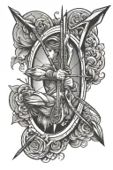 Simple Bow and Arrow shooting tattoo design idea
