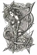 Simple Bow and Arrow shooting tattoo design idea