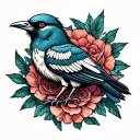 skeleton bird tattoo design idea