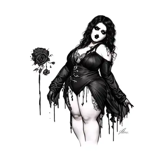 fat goth girl tattoo design idea