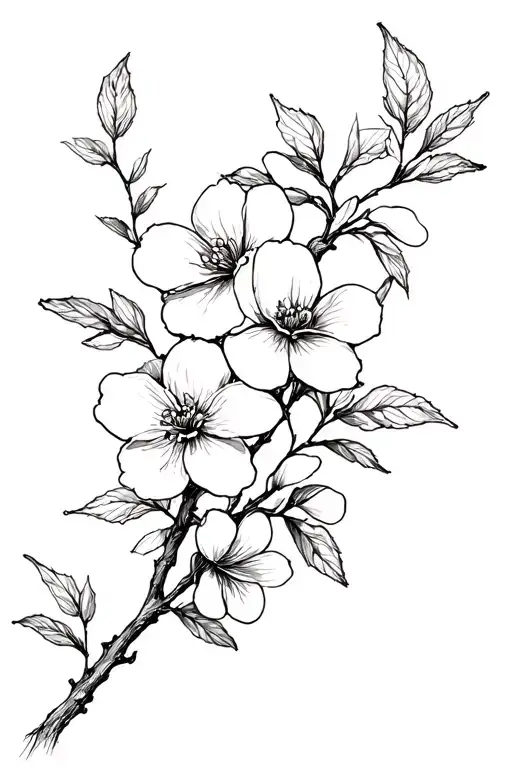 dogwood branch and flowers tattoo design idea