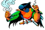Robin smoking a joint tattoo design idea