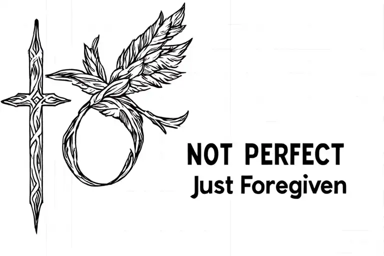 "Not Perfect Just Forgiven" basic cross tattoo tattoo design idea