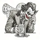 joker drinking jack Daniel's bottle pouring tattoo design idea