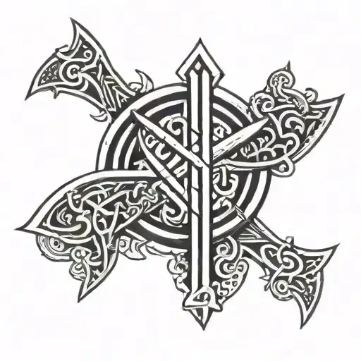 Viking and Aztec runes combined together for a band tattoo on wrist tattoo design idea
