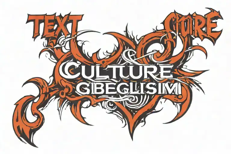 text "culture" in cibersigilism style on front neck tattoo design idea