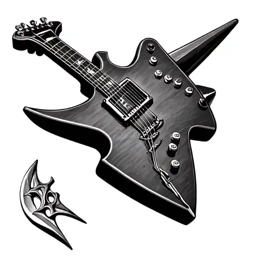 guitar and anvil tattoo design idea