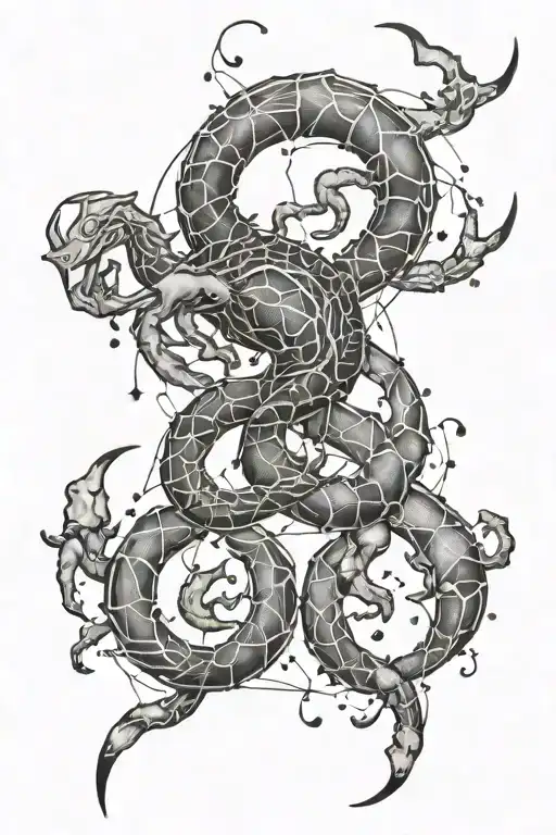 Scorpio, pisces and cancer constellation intertwined tattoo design idea