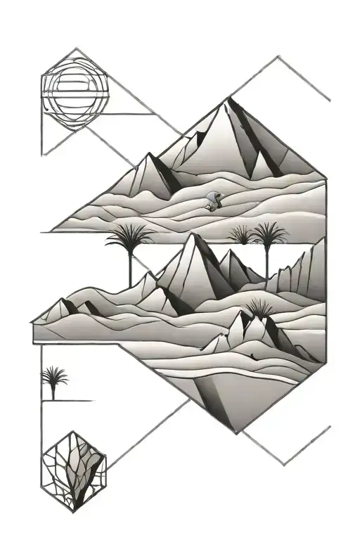 desert dunes  simple rectangular tattoo tattoo design idea
