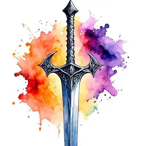 Rock legend Excalibur sword tattoo tattoo design idea