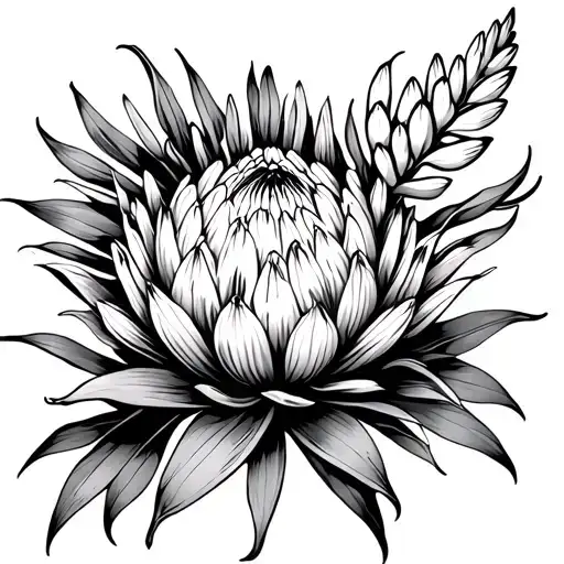 kangaroo paw and protea flower surrounded tattoo design idea