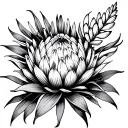 kangaroo paw and protea flower surrounded tattoo design idea