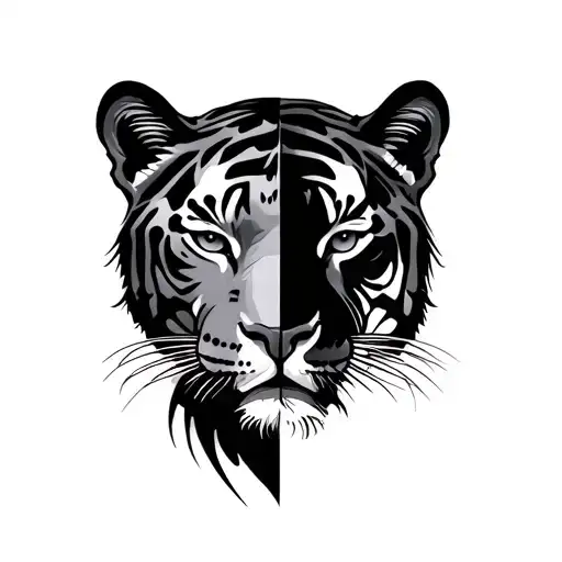 half panther half tiger head tattoo design idea