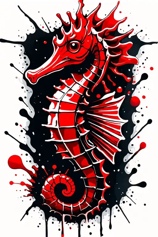 seahorse cartoon character tattoo design idea