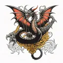 evil dragon with wings tattoo design idea