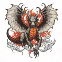 evil dragon with wings tattoo design idea