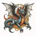 evil dragon with wings tattoo design idea