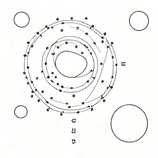 it's a larger circle, with a full dot in it in an asymmetrical position top right. there' a "zoom out" sentence written  tattoo design idea