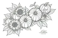 pumpkins sunflower surrounded tattoo design idea