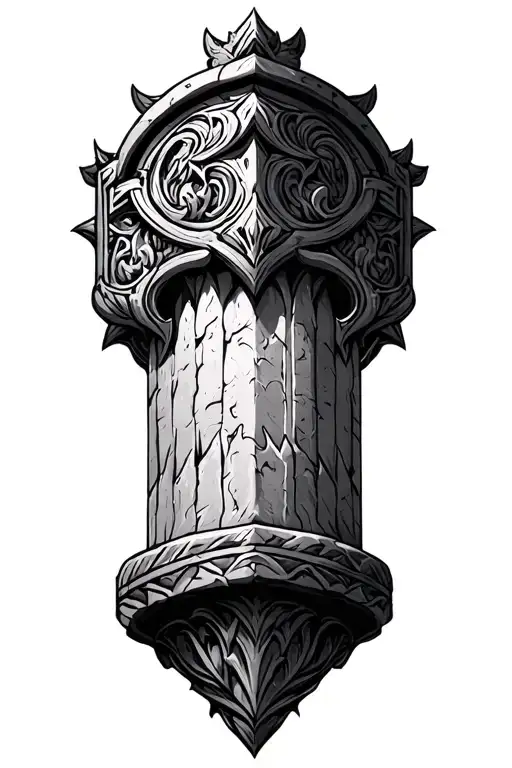 dwarven pillar tattoo design idea
