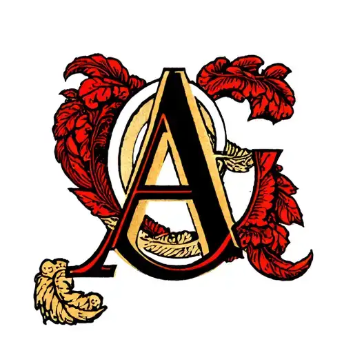 make a tattoo of letter A And letter G and hide I.XVIII.XXI.XIV_XVII this roman letter in that  tattoo design idea