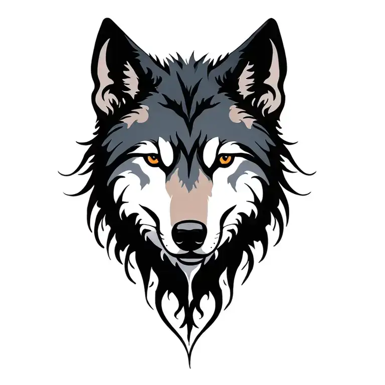 shadow wolf silhouette tattoo design idea