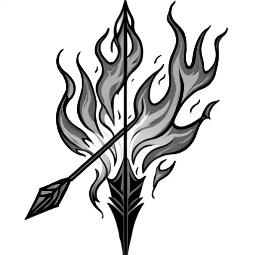  Flaming ArrowA single arrow with delicate flames trailing behind it, symbolizing moving forward despite life’s burns. tattoo design idea