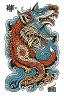 yakuza sleeve Wolf blue tattoo design idea
