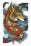 yakuza sleeve Wolf blue tattoo design idea