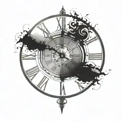 silence clock face tattoo design idea