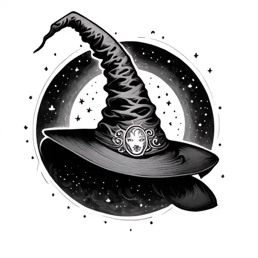 Witches Hat celestial tattoo design idea