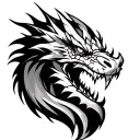 fierce dragon head emerging tribal out line tattoo tattoo design idea