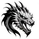 fierce dragon head emerging tribal out line tattoo tattoo design idea
