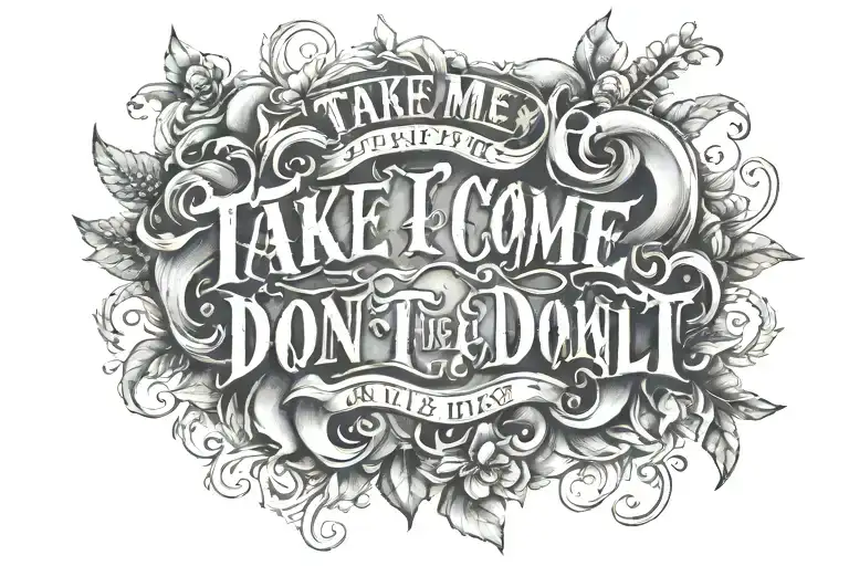 lyrics "take me as I come or don't take me at all" by wyatt flores tattoo design idea