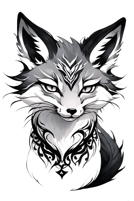 Wabi Sabi kitsune tattoo design idea