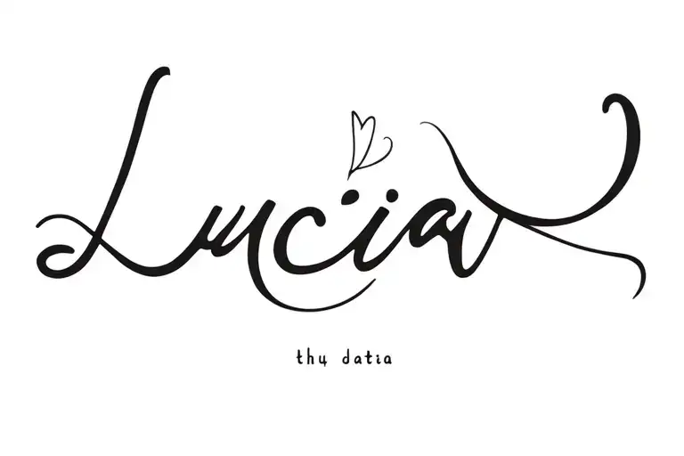 The name Lucia with a date mixed with the infinity form tattoo design idea
