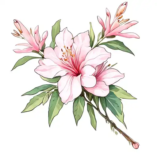 oleander flower bouquet soft colors tattoo design idea