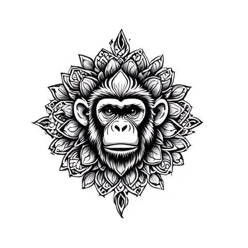 gemini monkey mandala tattoo design idea