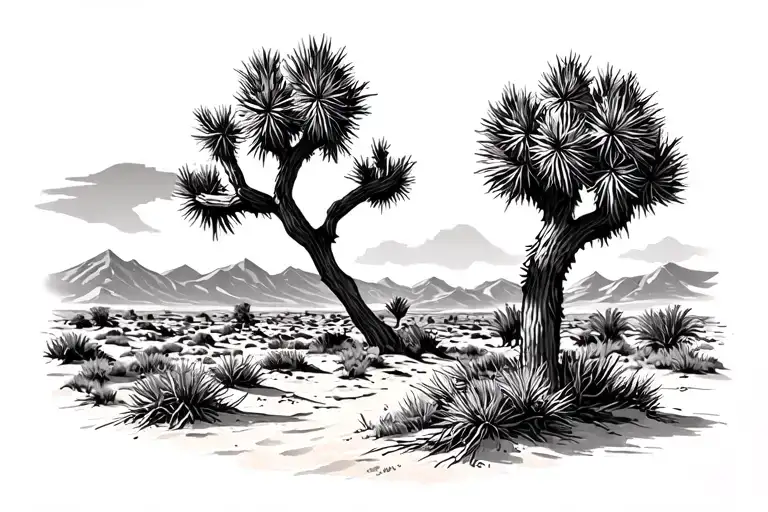 Joshua tree desert horizon tattoo design idea