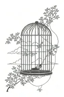 self care, goal, achievement, trapped in your own cage( trying to get free), red evening sun, getting out of dark side tattoo design idea