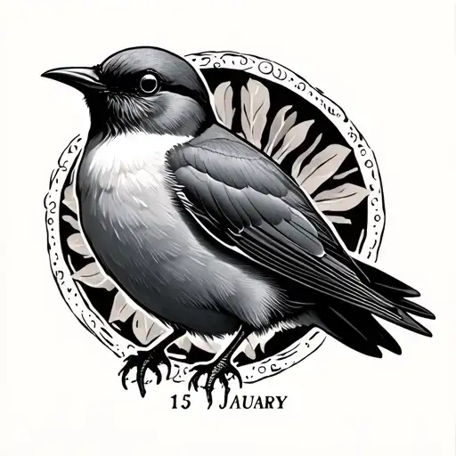 swallow with date 15 january 2010 tattoo design idea