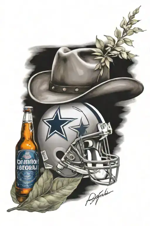 memorial for Dad, Dallas cowboys and bud light beer tattoo design idea