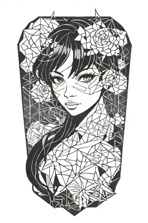 Background And Anime girl tattoo design idea