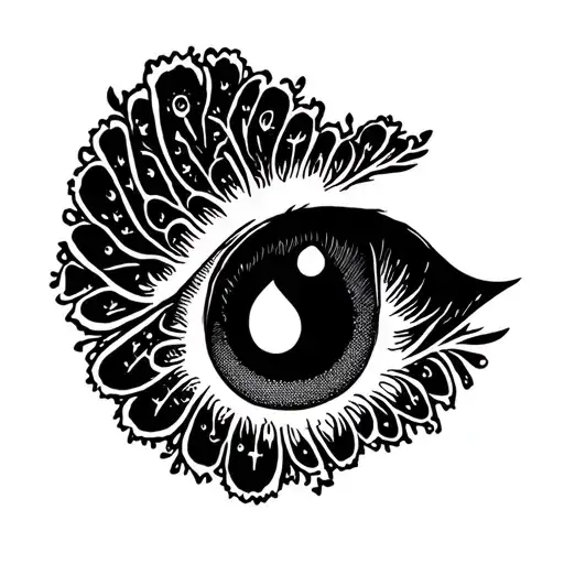 abortion teardrop hole blackwork style tattoo design idea