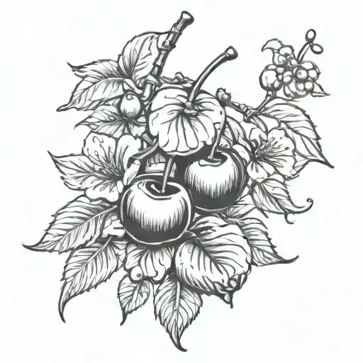 cherry family abundance endless happiness loves silence tattoo design idea