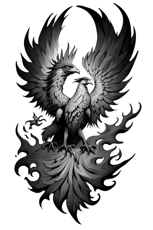 Phoenix rising from flames tattoo design idea