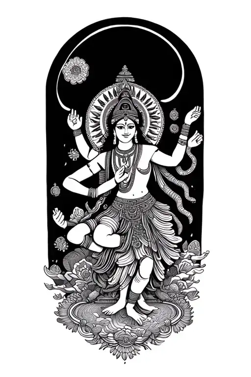 himalayas + mandala + nataraja dancing together tattoo design idea