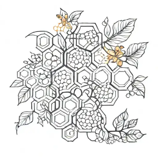 honeycomb and vine intertwined tattoo design idea