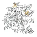honeycomb and vine intertwined tattoo design idea